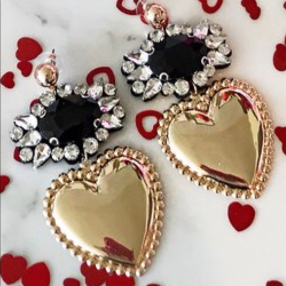 Heart Drop Earrings - Picture 2 of 3